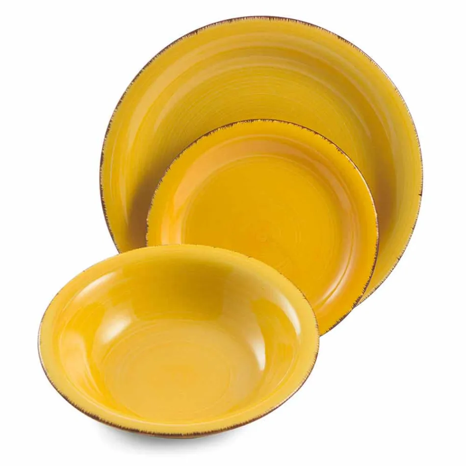 Zastawa stołowa z kolorowymi talerzami 18 sztuk w nowoczesnej kamionce - Abruzja Viadurini