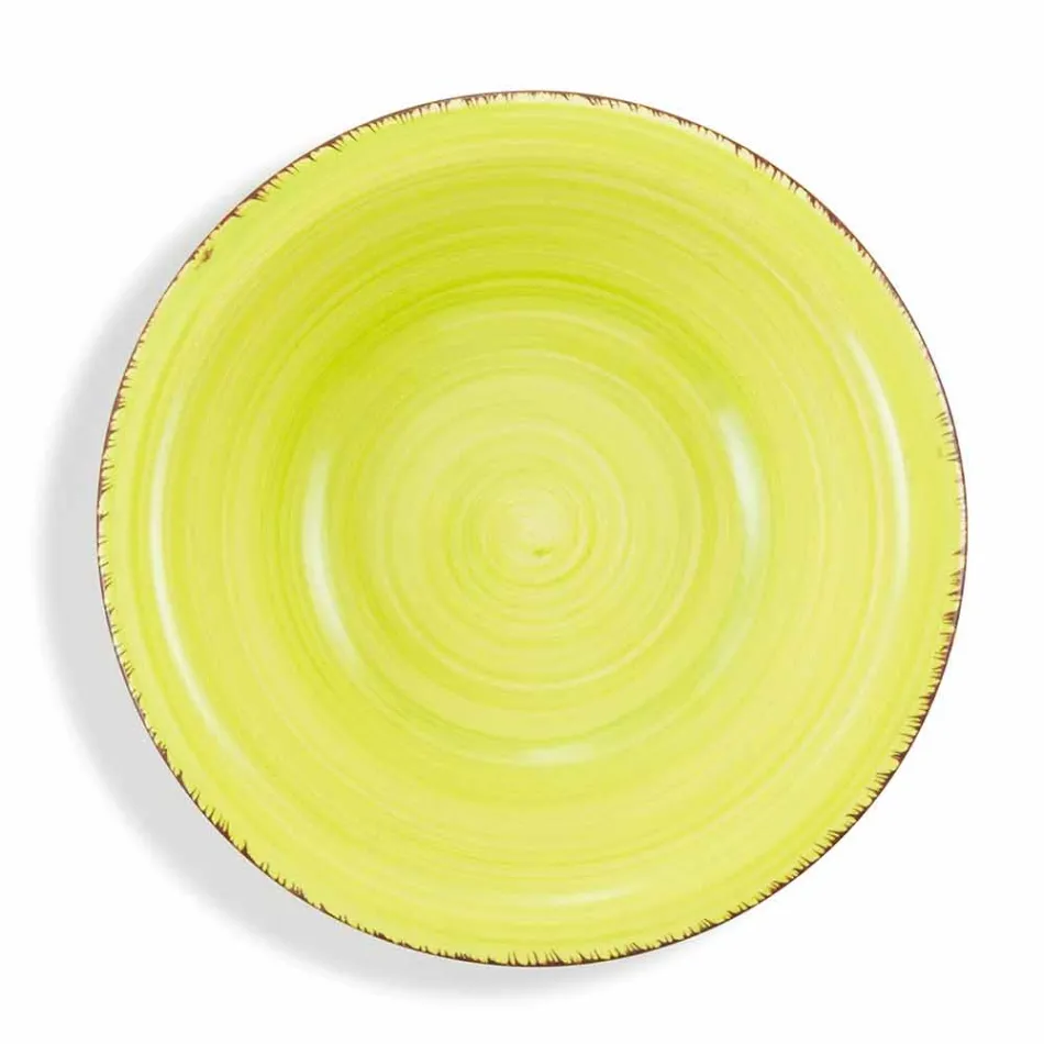 Zastawa stołowa z kolorowymi talerzami 18 sztuk w nowoczesnej kamionce - Abruzja Viadurini