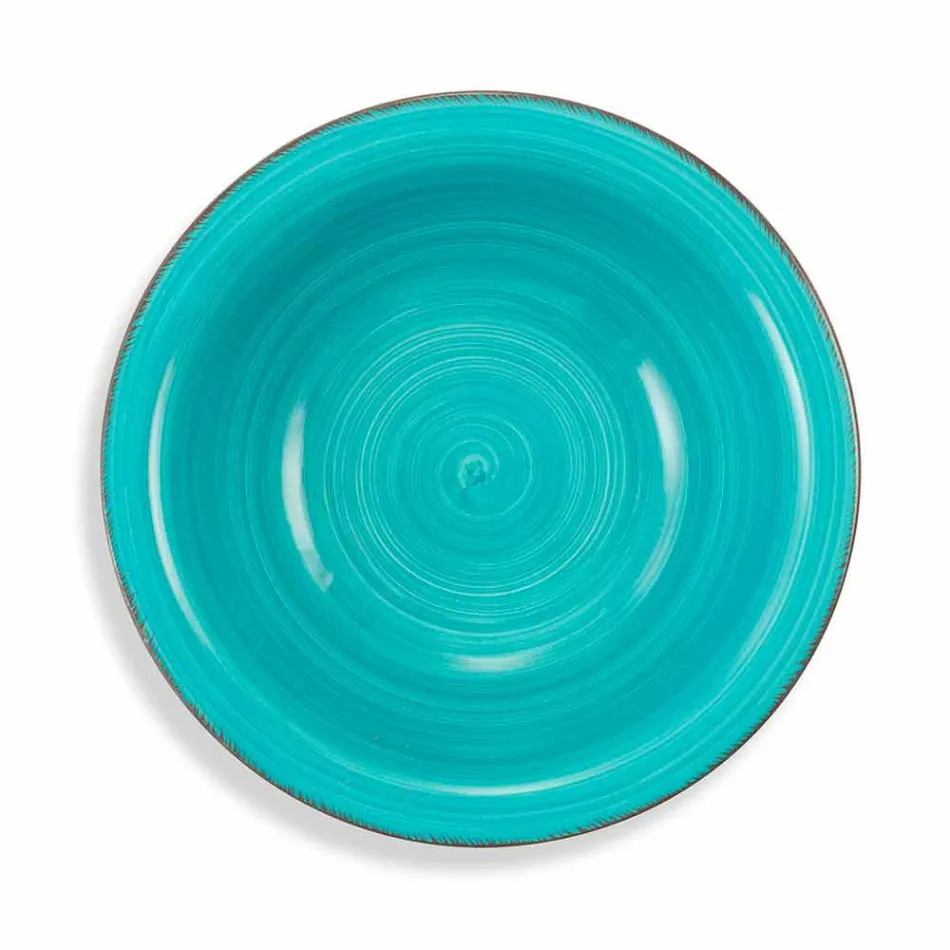 Zastawa stołowa z kolorowymi talerzami 18 sztuk w nowoczesnej kamionce - Abruzja Viadurini