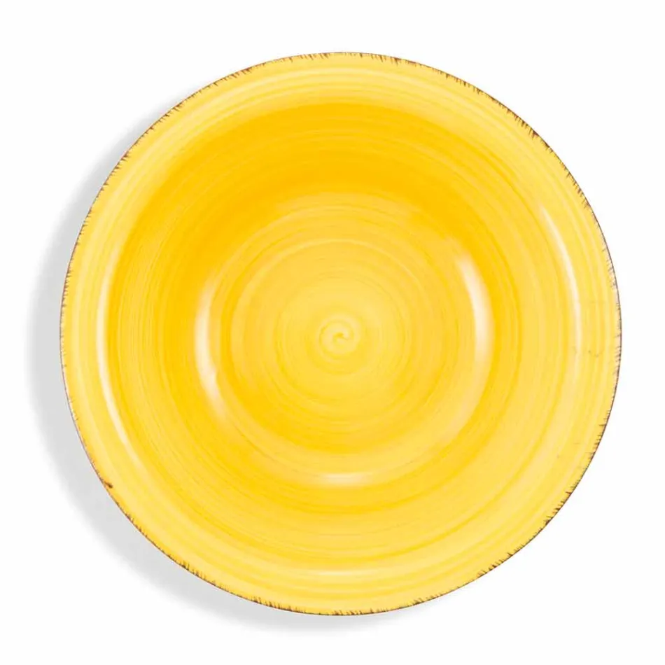 Zastawa stołowa z kolorowymi talerzami 18 sztuk w nowoczesnej kamionce - Abruzja Viadurini