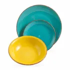 Zastawa stołowa z kolorowymi talerzami 18 sztuk w nowoczesnej kamionce - Abruzja Viadurini