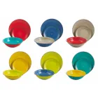 Zastawa stołowa z kolorowymi talerzami 18 sztuk w nowoczesnej kamionce - Abruzja Viadurini