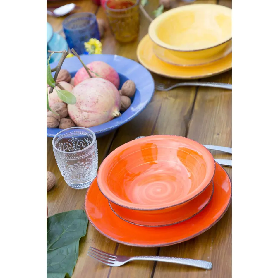 Zastawa stołowa z kolorowymi talerzami 18 sztuk w nowoczesnej kamionce - Abruzja Viadurini