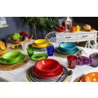 Zastawa stołowa z kolorowymi talerzami 18 sztuk w nowoczesnej kamionce - Abruzja Viadurini