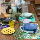 Serwis stołowy z porcelany i kamionki Kolorowe talerze 18 sztuk - Riodeja Viadurini
