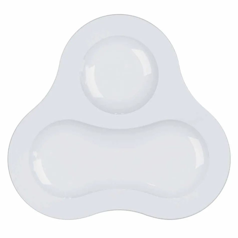 Kompletny zestaw do herbaty, nowoczesny design z białej porcelany, 14 sztuk - teleskop Viadurini