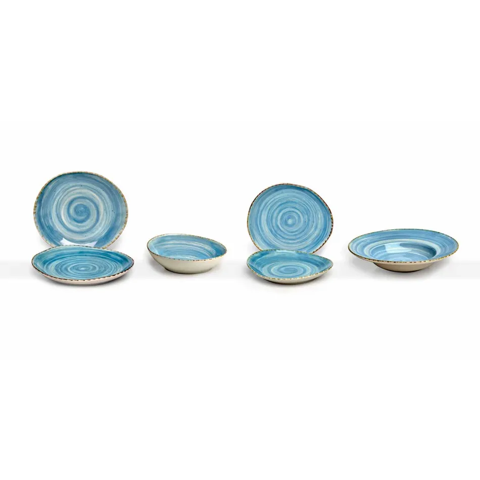 Zestaw 16 nowoczesnych naczyń w eleganckiej kolorowej kamionce - Simba Viadurini