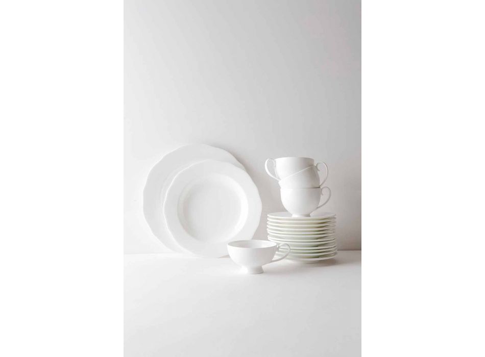 Zestaw porcelanowych filiżanek do herbaty 15 elementów ze stopką - Armanda Viadurini