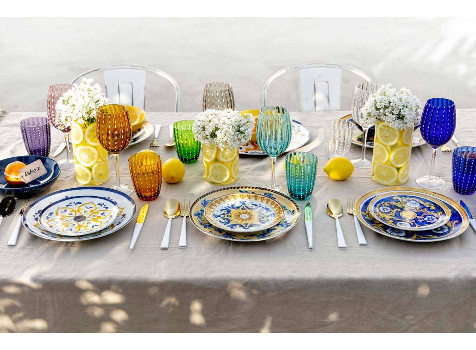 Serwis Kolorowe i nowoczesne naczynia Zastawa stołowa Komplet 18 sztuk - Cefalu Viadurini