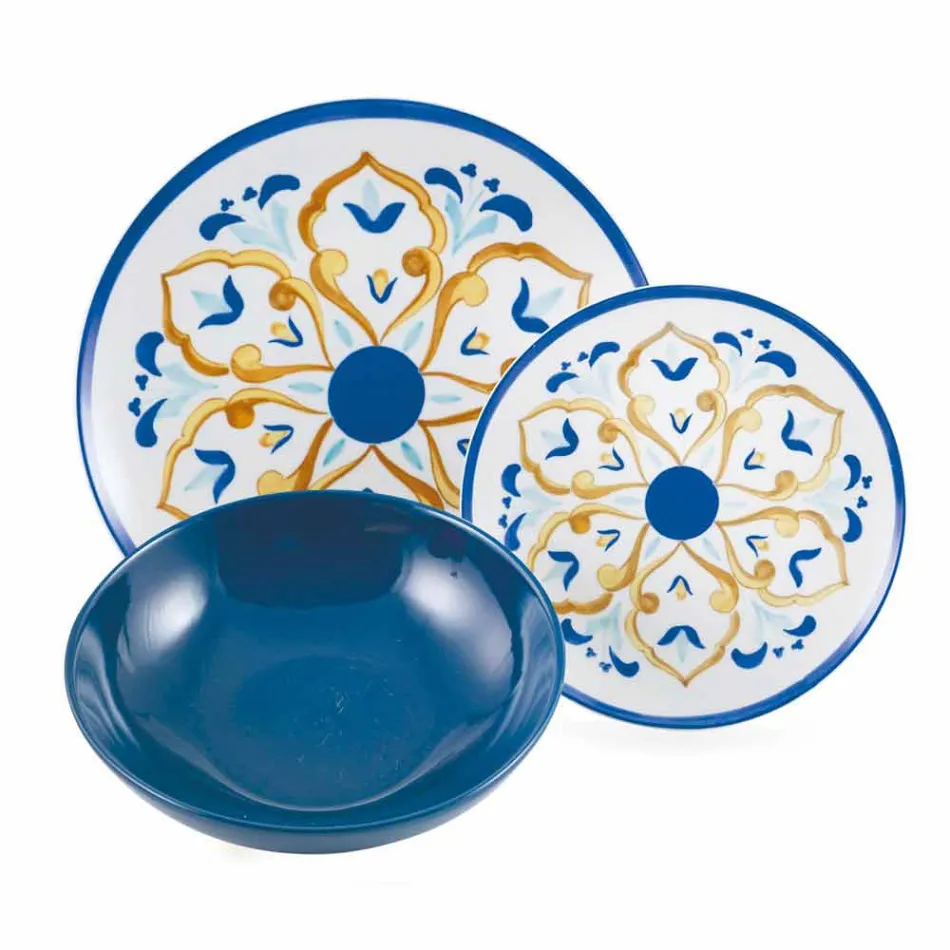 Serwis Kolorowe i nowoczesne naczynia Zastawa stołowa Komplet 18 sztuk - Cefalu Viadurini