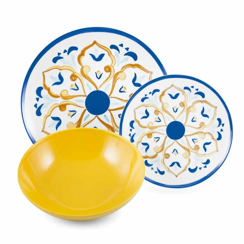 Serwis Kolorowe i nowoczesne naczynia Zastawa stołowa Komplet 18 sztuk - Cefalu Viadurini