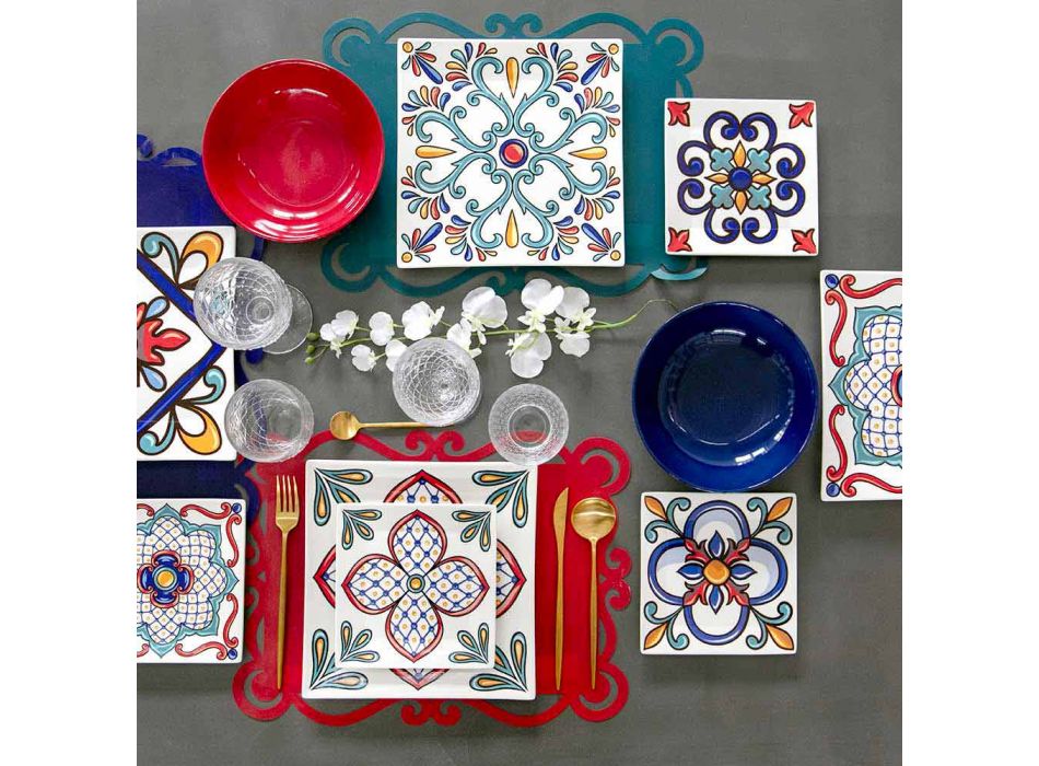 18-częściowy serwis nowoczesnych kolorowych płytek gresowych i porcelanowych - Iglesias Viadurini