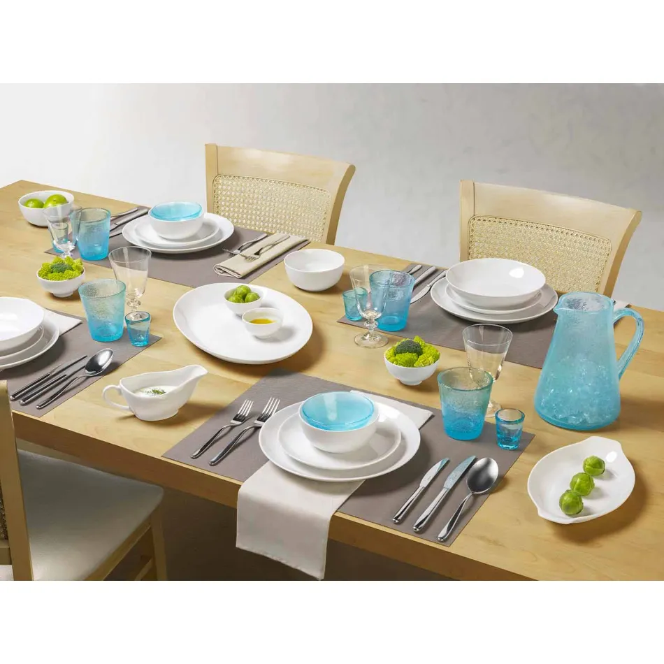 Naczynia do serwowania 3 sztuki Nowoczesny design w białej porcelanie - Malaga Viadurini