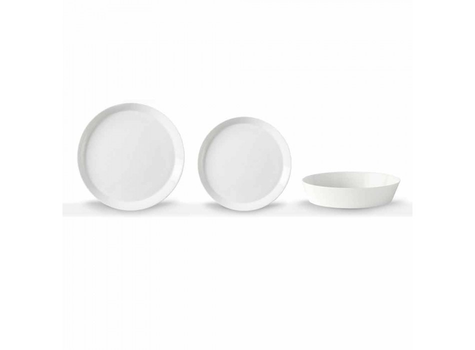 Elegancki 18-częściowy zestaw talerzy obiadowych z białej porcelany - Egle Viadurini