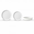 Elegancki 18-częściowy zestaw talerzy obiadowych z białej porcelany - Egle