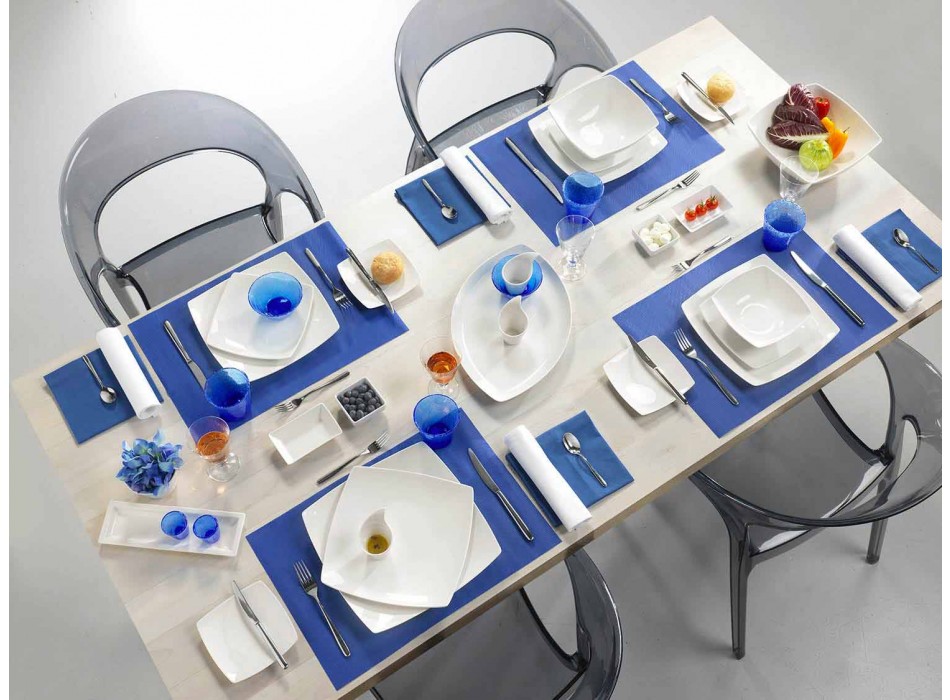 Biały serwis talerzy i nowoczesny design 26 sztuk - Usima Viadurini