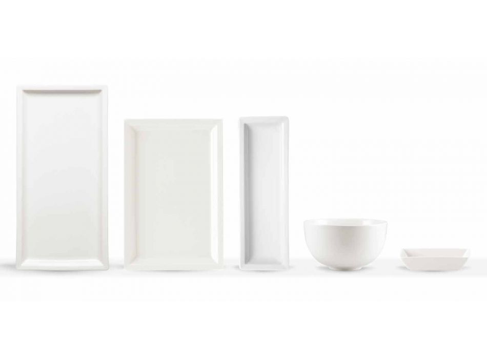 Zestaw nowoczesnych porcelanowych talerzy z białej porcelany 25 sztuk - podstawa Viadurini
