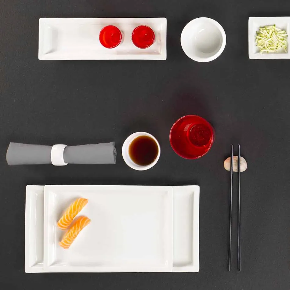 Zestaw nowoczesnych porcelanowych talerzy z białej porcelany 25 sztuk - podstawa Viadurini