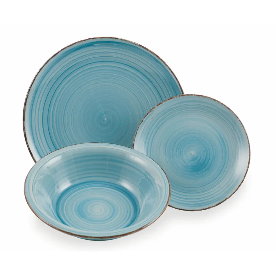 Serwis obiadowy w twardych odcieniach niebieskiego dolomitu 18 sztuk - Abruzja Viadurini