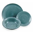 Serwis obiadowy w twardych odcieniach niebieskiego dolomitu 18 sztuk - Abruzja Viadurini