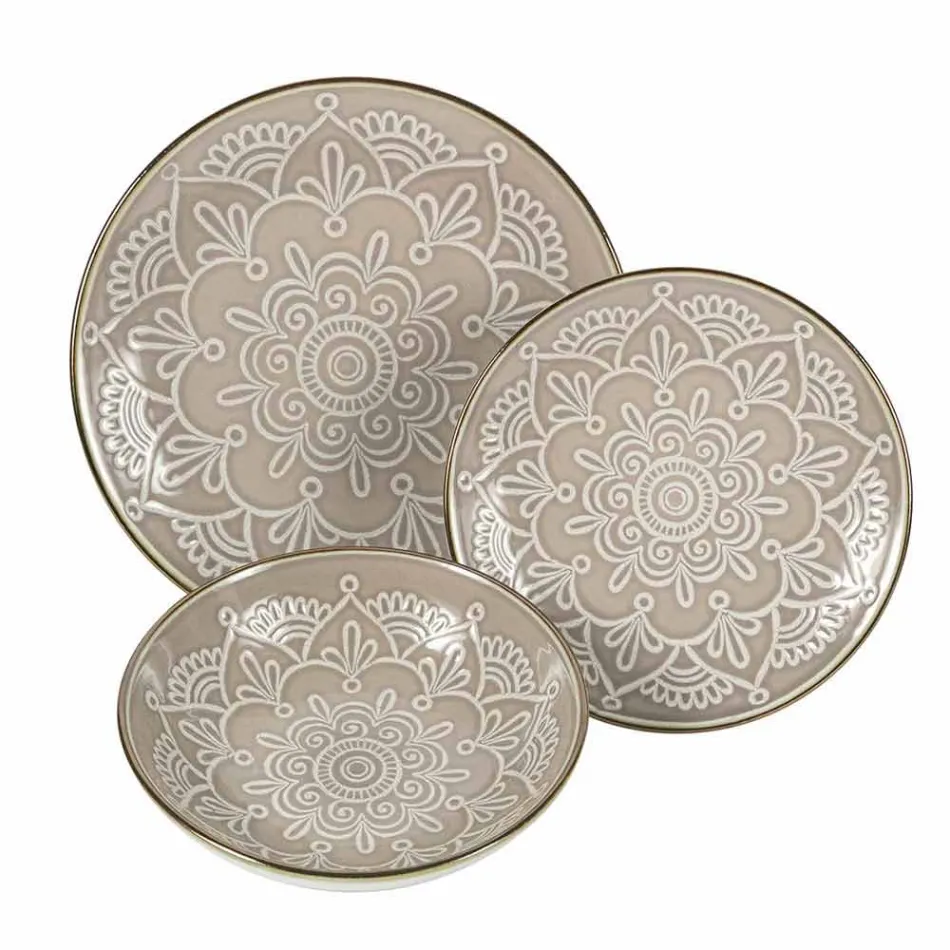 Obsługa dań w kolorze Hard Dolomite Grey, Light Blue lub Blue 18 sztuk - Arabian Viadurini