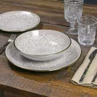 Obsługa dań w kolorze Hard Dolomite Grey, Light Blue lub Blue 18 sztuk - Arabian Viadurini