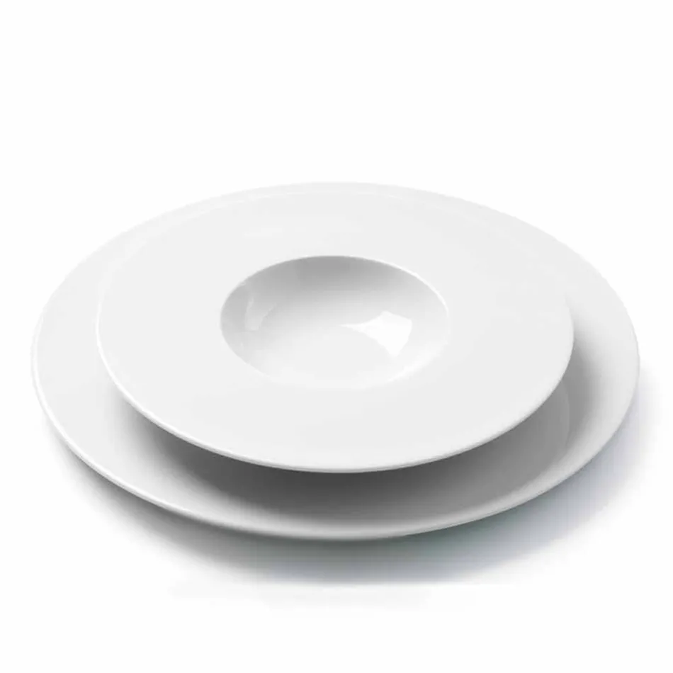 Nowoczesny i elegancki zestaw obiadowy z porcelany 24 sztuki - teleskop Viadurini