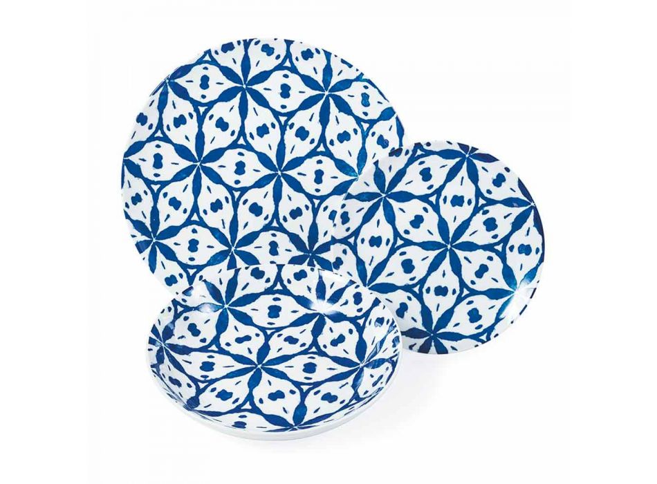 Nowoczesny zestaw obiadowy z jasnoniebieskiej lub niebieskiej porcelany 18 elementów - Avion Viadurini