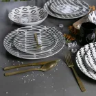 Zestaw sztućców ze stali nierdzewnej z efektem żółwia, 24 sztuki - Rock Viadurini