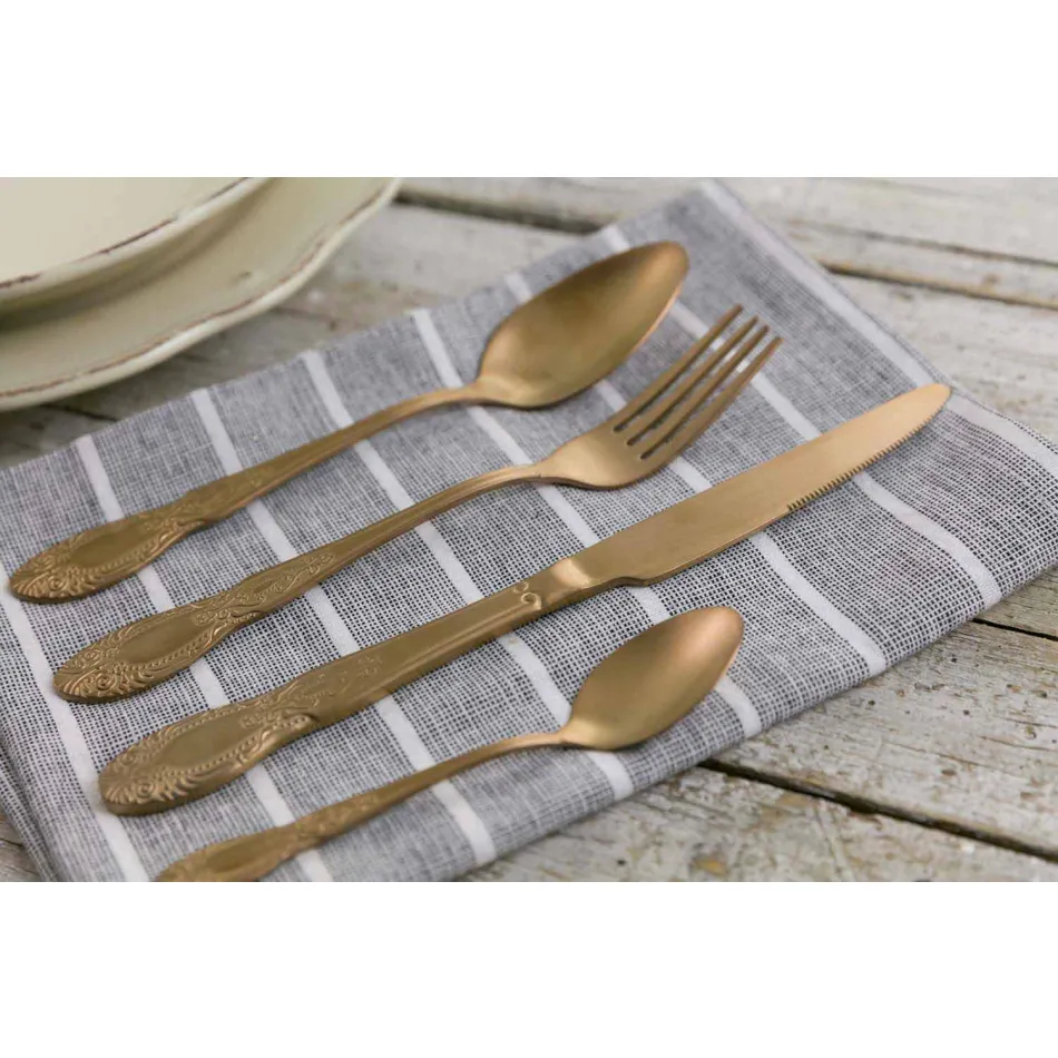 Zestaw sztućców Kolorowa stal satynowa Komplet 24 sztuki - fantasy Viadurini