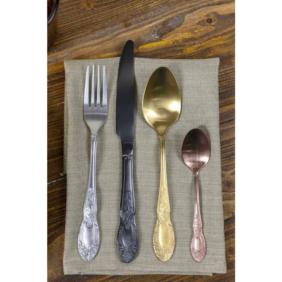 Zestaw sztućców Kolorowa stal satynowa Komplet 24 sztuki - fantasy Viadurini