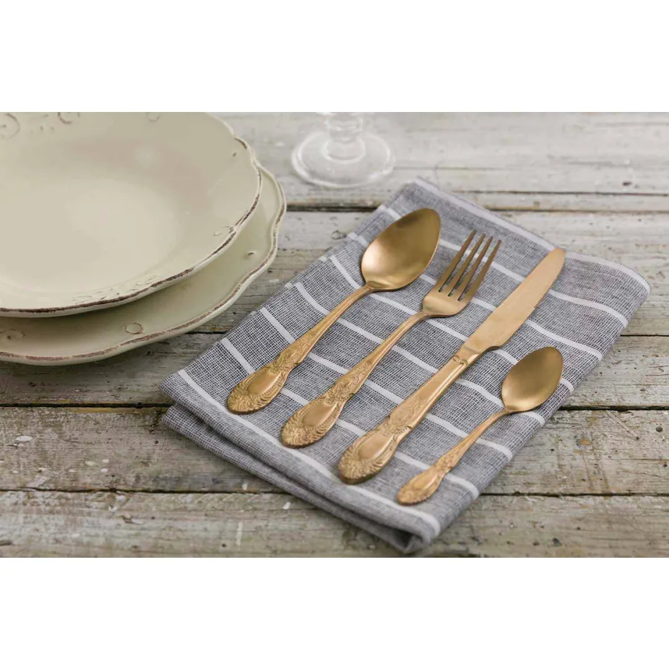 Zestaw sztućców Kolorowa stal satynowa Komplet 24 sztuki - fantasy Viadurini