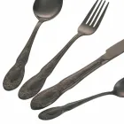 Zestaw sztućców ze stali satynowej w kolorze czarnym lub złotym Komplet 24 sztuki - Fantasy Viadurini