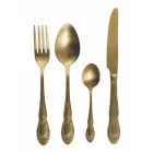 Zestaw sztućców ze stali satynowej w kolorze czarnym lub złotym Komplet 24 sztuki - Fantasy Viadurini