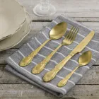 Zestaw sztućców ze stali satynowej w kolorze czarnym lub złotym Komplet 24 sztuki - Fantasy Viadurini