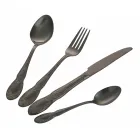 Zestaw sztućców ze stali satynowej w kolorze czarnym lub złotym Komplet 24 sztuki - Fantasy Viadurini