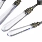 Zestaw sztućców ze stali i przezroczysty plastikowy uchwyt 24 szt - Palazzo Viadurini