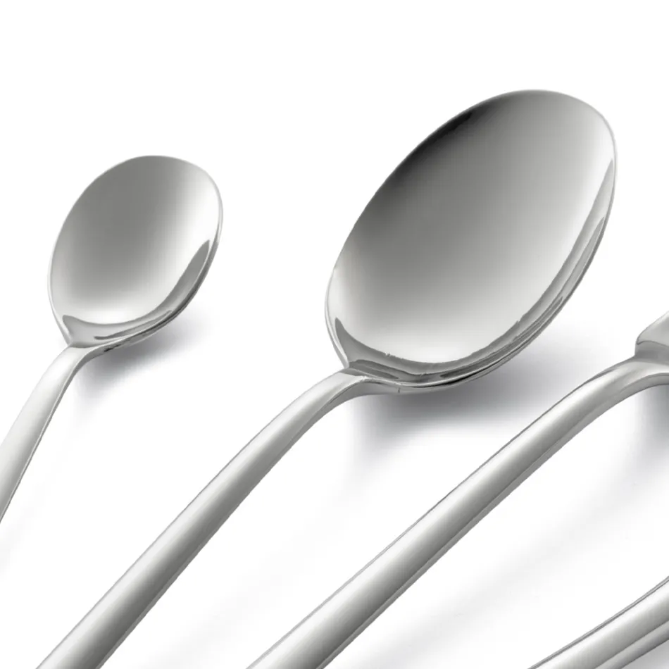 Kwadratowy zestaw sztućców z polerowanej stali nierdzewnej, 24 sztuki - Bumbun Viadurini