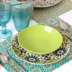 Naczynia stołowe Porcelana i nowoczesna kamionka kolorowa 18 sztuk - spichlerze Viadurini