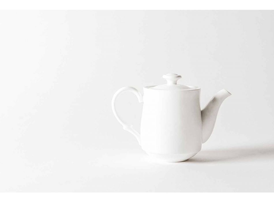 Zestaw filiżanek do kawy z białej porcelany do układania w stosy 15 elementów - Samantha Viadurini