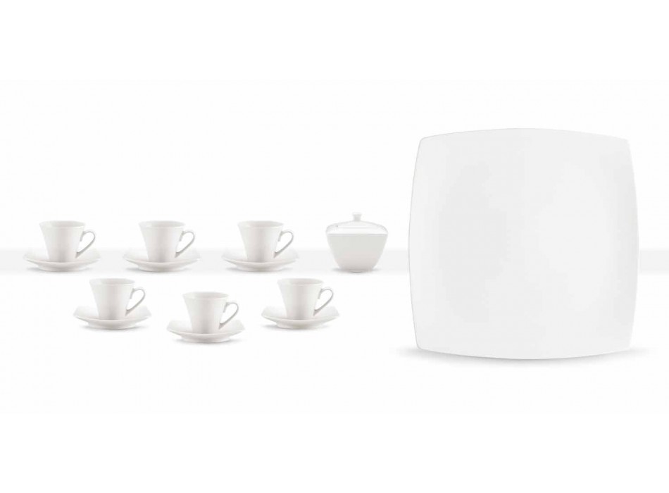 Białe porcelanowe filiżanki do kawy Serwis Nowoczesny design 8 sztuk - Duomo