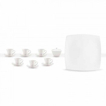 Białe porcelanowe filiżanki do kawy Serwis Nowoczesny design 8 sztuk - Duomo