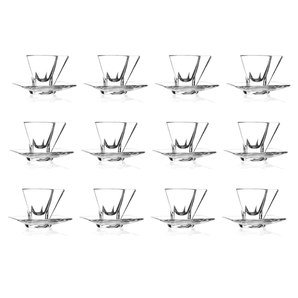 Serwis filiżanek do cappuccino we włoskim Eco Crystal 12 sztuk - amalgamat Viadurini