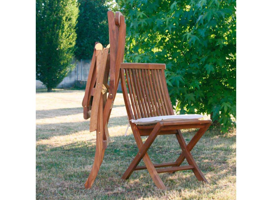 Zestaw 2 składanych krzeseł ogrodowych z drewna tekowego Viadurini