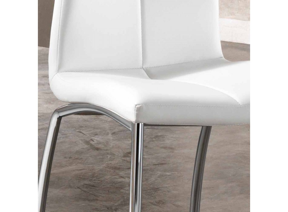 Wrzesień 4 krzesła nowoczesne wzornictwo faux skóra i chrom metalowych Alba Viadurini