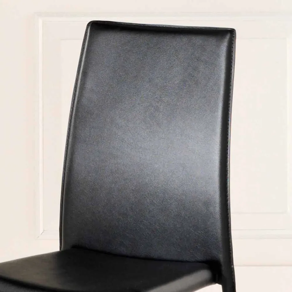 04 września nowoczesne krzesła Joy imitacji skóry, w całości pokryte Viadurini