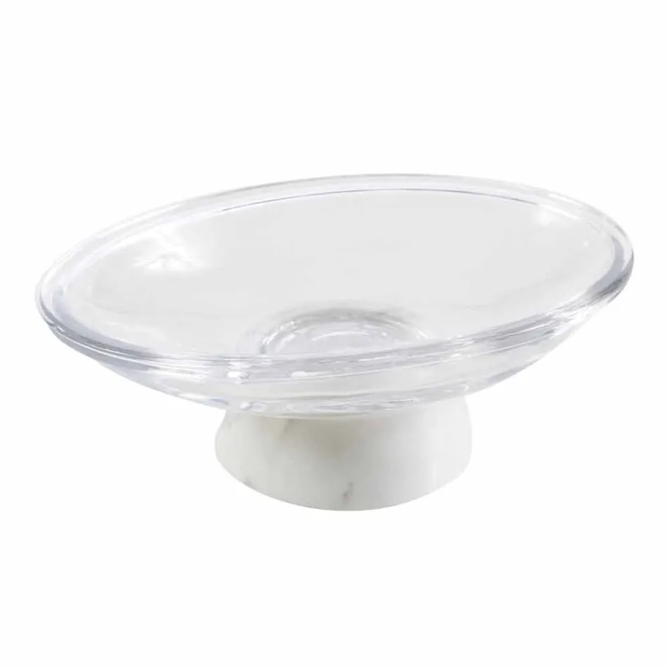 Nowoczesne akcesoria łazienkowe w marmurze Calacatta i szkle Carona Viadurini