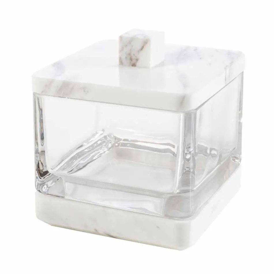 Nowoczesne akcesoria łazienkowe w marmurze Calacatta i szkle Carona Viadurini