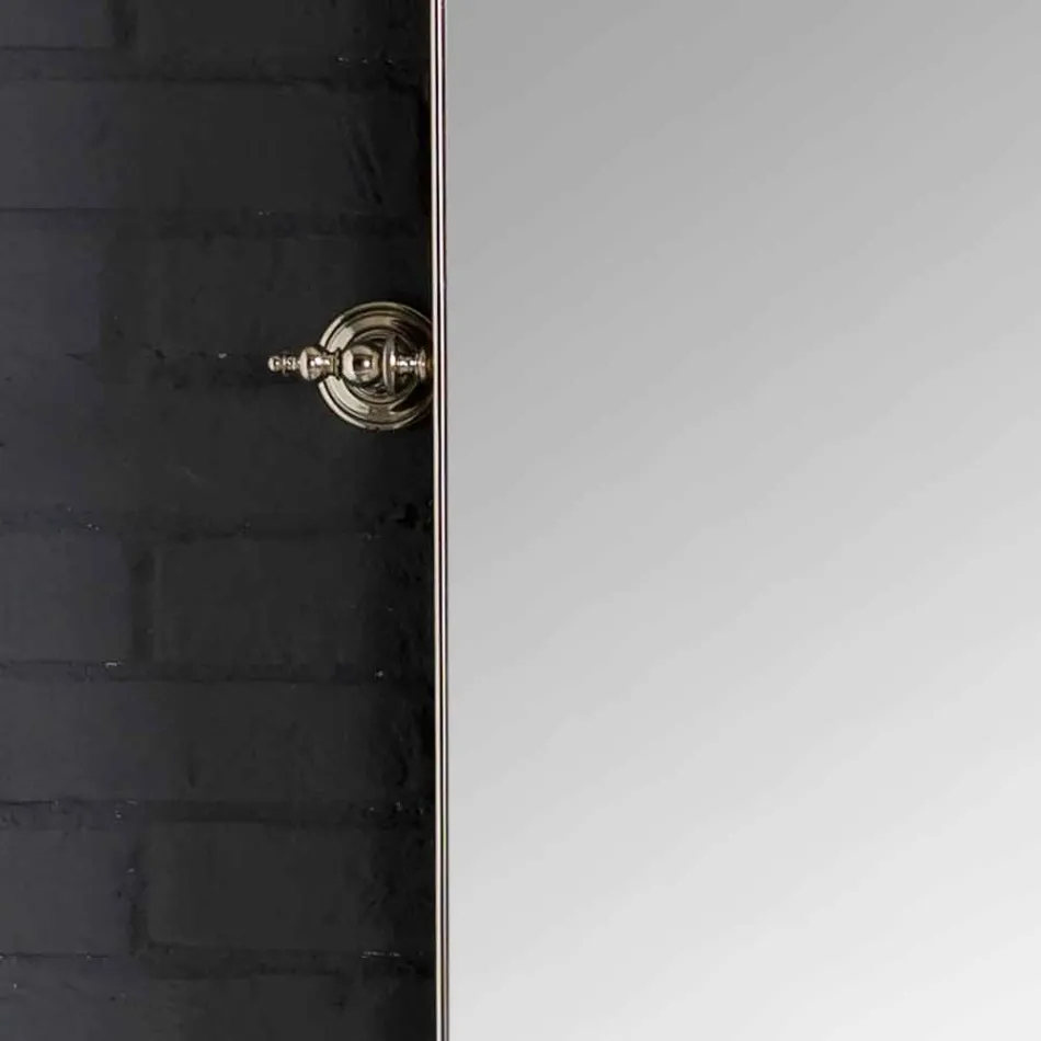 Zestaw kąpielowy z podwójną konsoli w białej ceramiki o strukturze liniowej Viadurini