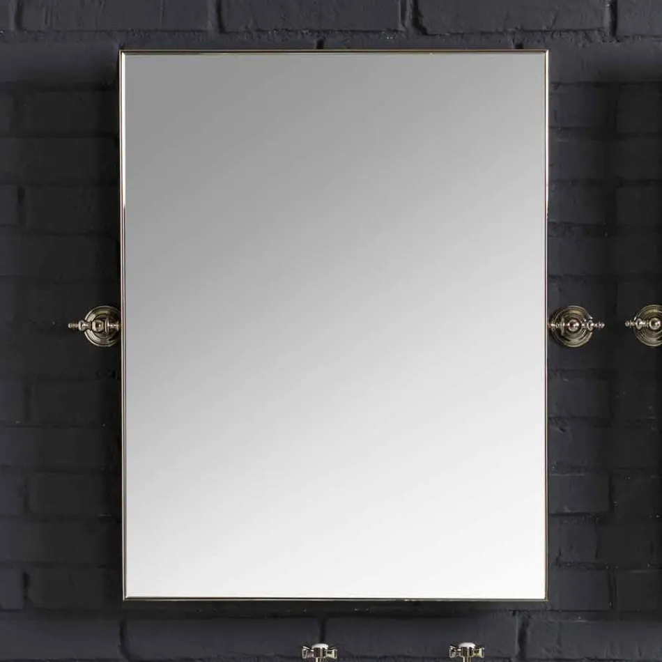 Zestaw kąpielowy z podwójną konsoli w białej ceramiki o strukturze liniowej Viadurini